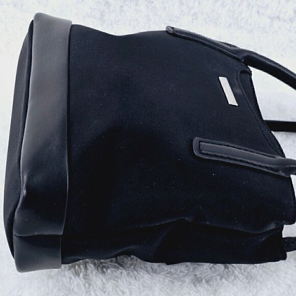 Nine West Black Nylon and Smooth Faux Leather Top Handle Mini Satchel - Picture 7 of 10